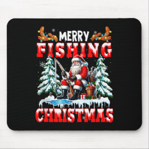 Merry Christmas Fishing Santa Colorful Costume Srt Mouse Mat