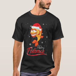 Merry Christmas Fishmas Fishing Fish Santa Snow T-Shirt