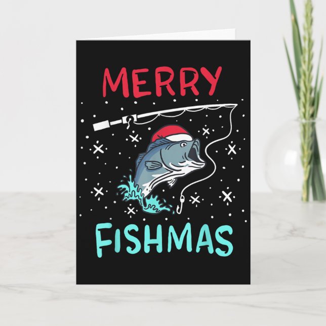 Merry Christmas Fishmas Funny Fishing Fish Gift Pr Card (Front)