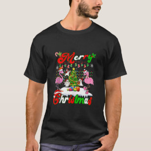 Merry Christmas Flamingo Cute Ghost Pine Tree Xmas T-Shirt