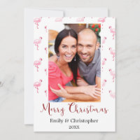 Merry Christmas Flamingo Holiday Photo Card