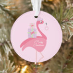 Merry Christmas Flamingo Pastel Pink Purple Ornament<br><div class="desc">Cute Pink Flamingo with Pastel Oranaments and Gifts</div>