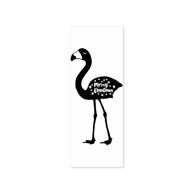 "Merry Christmas" Flamingo Rubber Stamp, Facing Lf Rubber Stamp (Imprint)