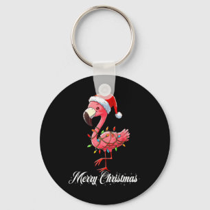 Merry Christmas Flamingo Santa Fa La La La Mingo C Key Ring
