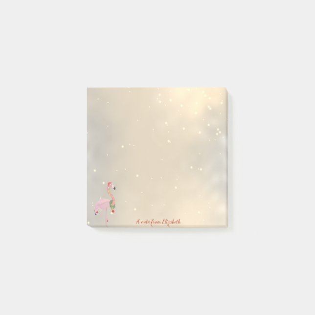 Merry Christmas,Flamingo Santa Hat -Personalised Post-it Notes (Front)