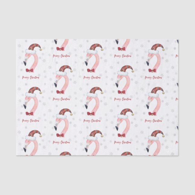 Merry Christmas Flamingo Santa Modern Christmas Tissue Paper (Front)