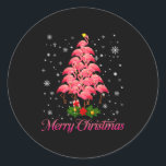 Merry Christmas Flamingo Snowflake Tree Xmas Men W Classic Round Sticker<br><div class="desc">Merry Christmas Flamingo Snowflake Tree Xmas Men Women</div>