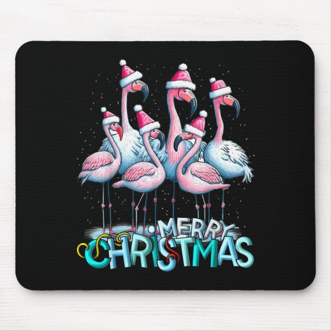 Merry Christmas Flamingo Squad Trocal Style  Mouse Mat (Front)