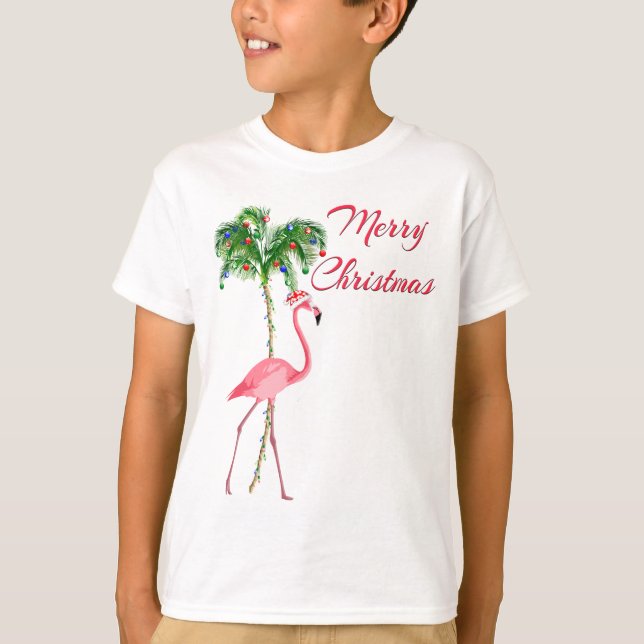 Merry Christmas Flamingo T-Shirt (Front)