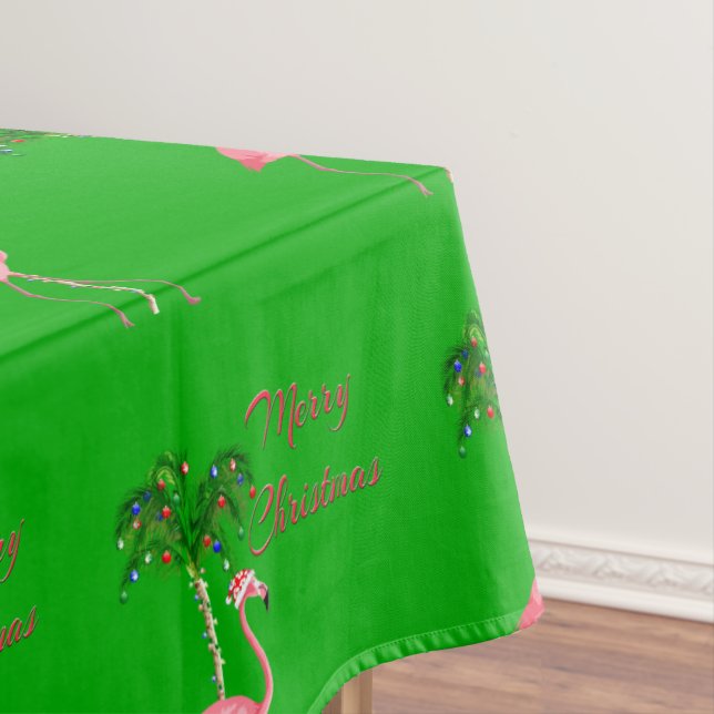 Merry Christmas Flamingo Tablecloth (In Situ)
