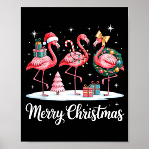 Merry Christmas Flamingo Women Girls Kids Xmas Fla Poster
