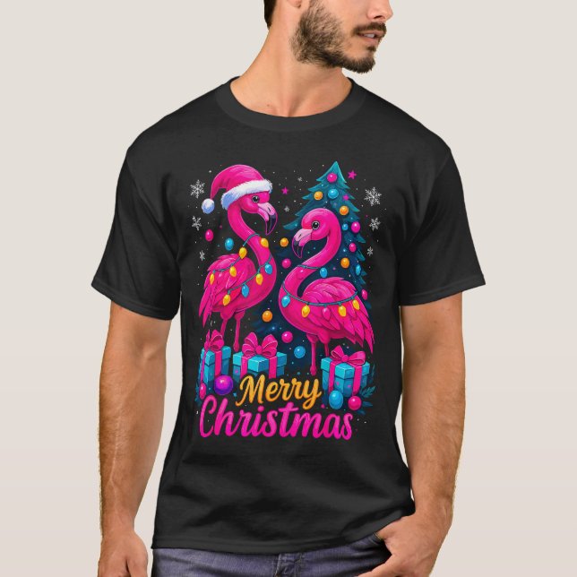 Merry Christmas Flamingo Xmas  T-Shirt (Front)