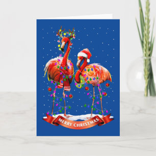 Merry Christmas Flamingos Card