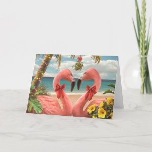 Merry Christmas Flamingos Holiday Card