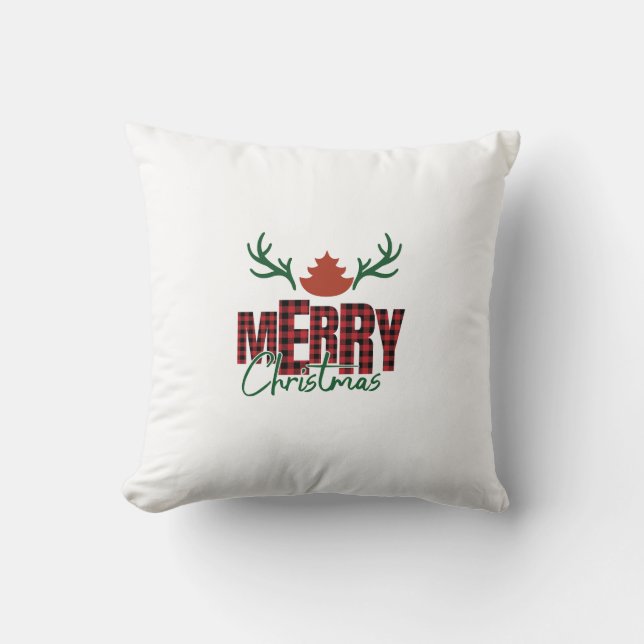 "Merry Christmas" Flannel Texture Square Pillow –  (Front)