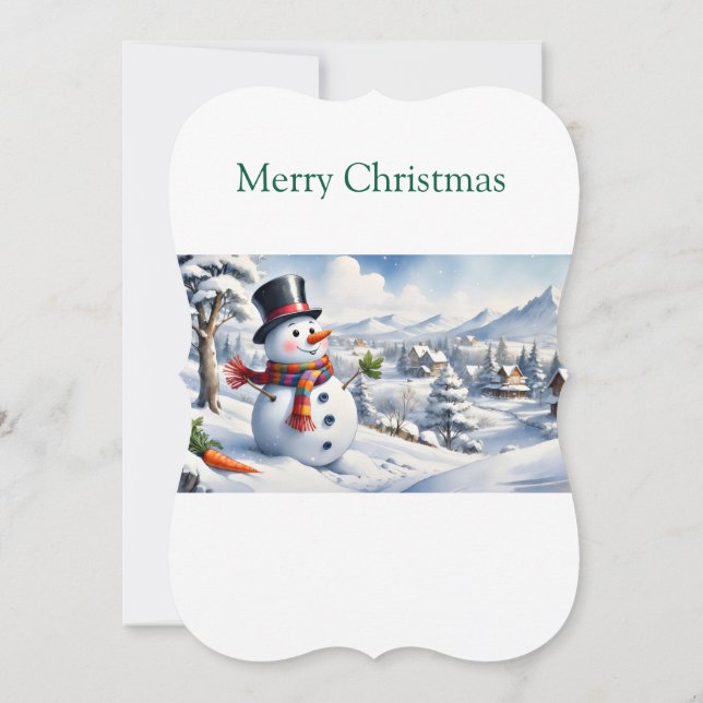 Merry Christmas Flat Greeting Card Snowman (Back)