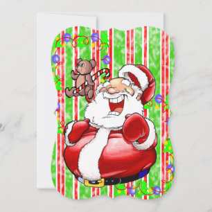 Merry Christmas Flat Greeting Card Teddy Bear