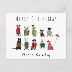 Merry christmas fleece navidog dogs knitted jumper postcard
