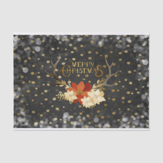 Merry Christmas Floral Antlers Confetti Tissue Paper