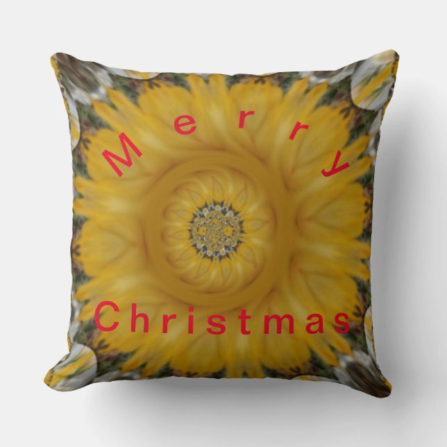 Merry Christmas Floral Home Decor Cushion (Front)