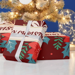 Merry Christmas Floral Wrapping Paper
