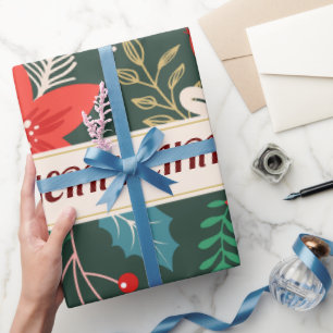 Merry Christmas Floral Wrapping Paper