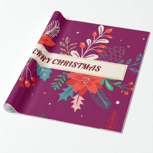 Merry Christmas Floral Wrapping Paper