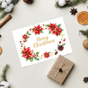 Merry Christmas Floral Wreath  Card