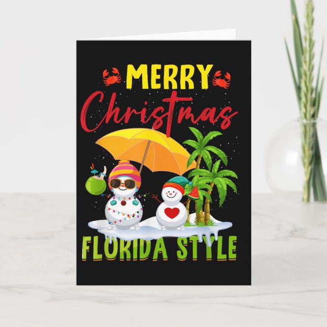 Merry Christmas Florida Style Snowman Summer Vacat Card (Front)