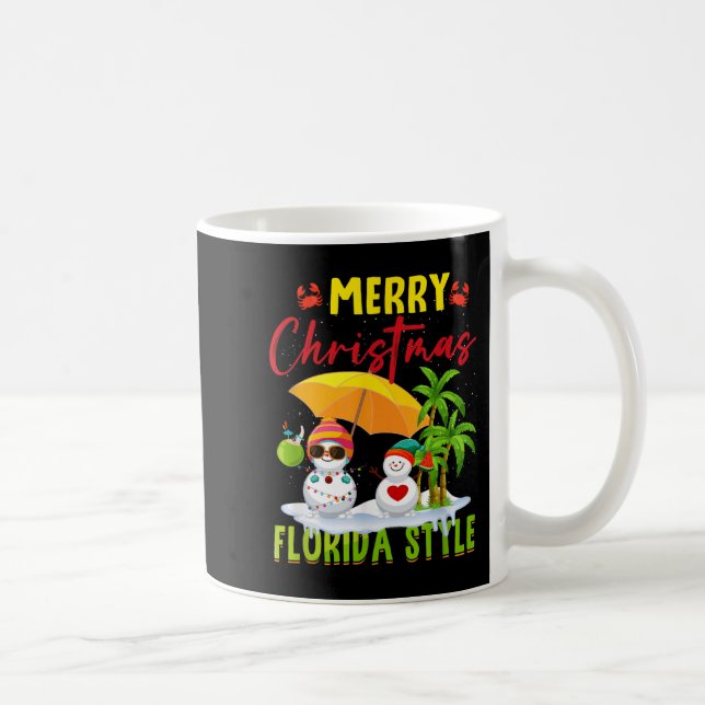 Merry Christmas Florida Style Snowman Summer Vacat Coffee Mug (Right)
