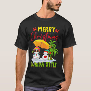 Merry Christmas Florida Style Snowman Summer Vacat T-Shirt
