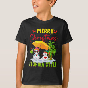 Merry Christmas Florida Style Snowman Summer Vacat T-Shirt