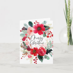 Merry Christmas Flower Wreath Holiday