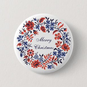 Merry Christmas Flowers cycle 6 Cm Round Badge