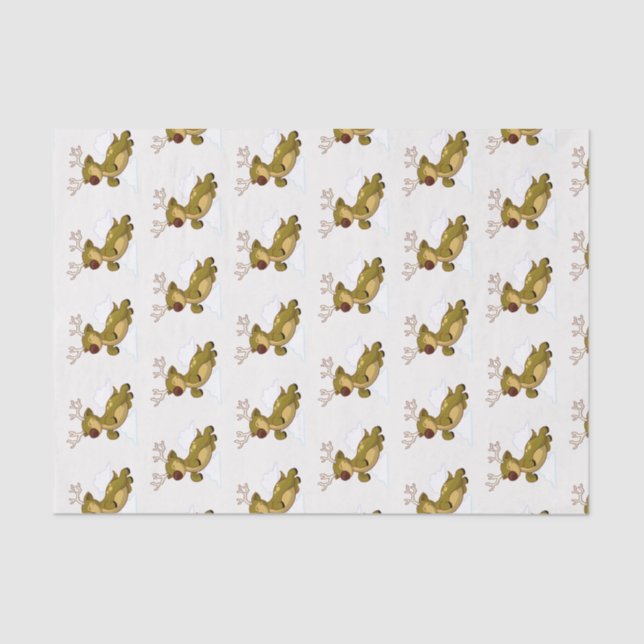 Merry Christmas Flying Reindeer Cute Tissue Paper (Front)