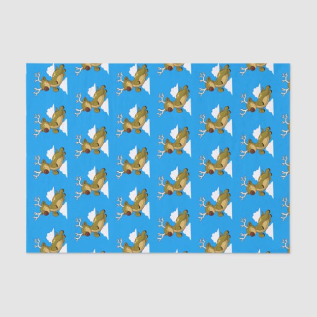 Merry Christmas Flying Reindeer Cute Tissue Paper (Front)