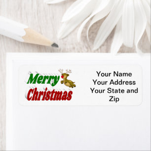 Merry Christmas Flying Reindeer typography