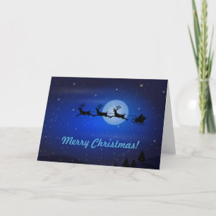 Merry Christmas Flying Santa Holiday Card