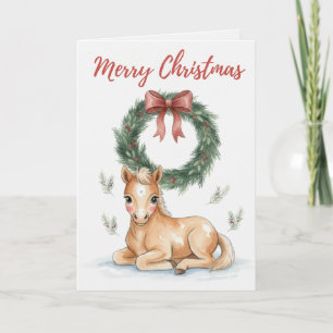 Merry Christmas Foal Card Cute Horse Lover