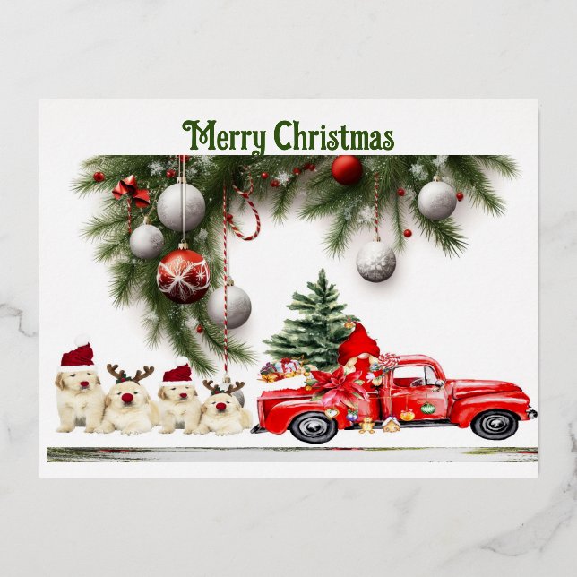 Merry Christmas  Foil Holiday Postcard (Front)