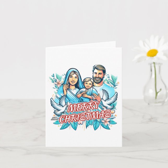 Merry Christmas Folded Card (Small Plant)