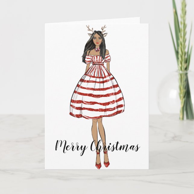 Merry Christmas Folded Holiday Greeting Card (Front)
