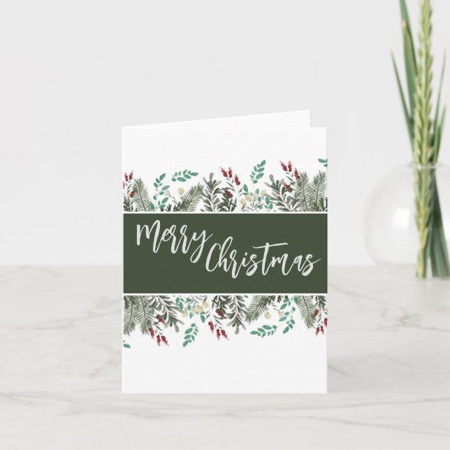 Merry Christmas Folded Note Card (Front)