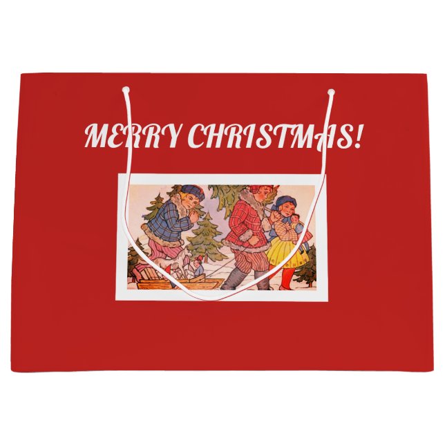 MERRY CHRISTMAS FOLK ART Gift Bag (Front)