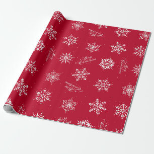 Merry Christmas Folk Snowflakes Wrapping Paper