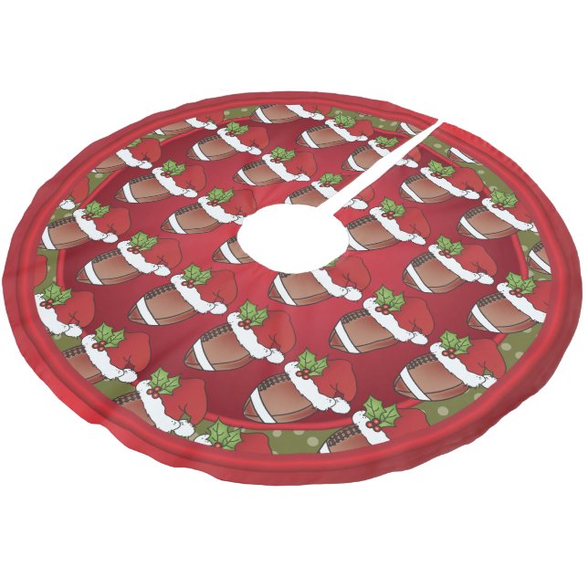 Merry Christmas Football Lovers Brushed Polyester Tree Skirt (Angled)