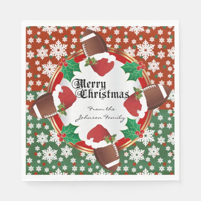 Merry Christmas Football Lovers Napkin (Front)