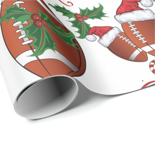 Merry Christmas Football Santa Wrapping Paper (Roll Corner)