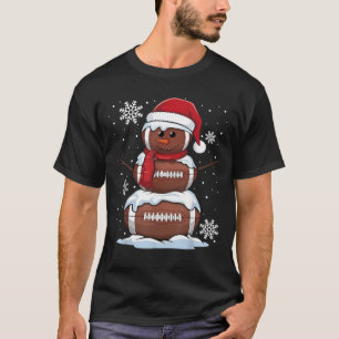 Merry Christmas Football Snowman Holiday Sports Xm T-Shirt