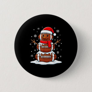 Merry Christmas Football Snowman Holiday Srts Xmas 6 Cm Round Badge